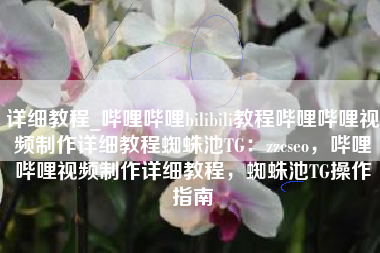 详细教程_哔哩哔哩bilibili教程哔哩哔哩视频制作详细教程蜘蛛池TG：zzcseo，哔哩哔哩视频制作详细教程，蜘蛛池TG操作指南