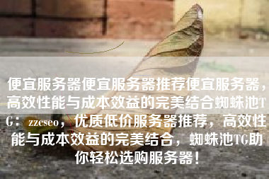 便宜服务器便宜服务器推荐便宜服务器，高效性能与成本效益的完美结合蜘蛛池TG：zzcseo，优质低价服务器推荐，高效性能与成本效益的完美结合，蜘蛛池TG助你轻松选购服务器！