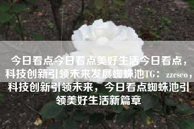 今日看点今日看点美好生活今日看点，科技创新引领未来发展蜘蛛池TG：zzcseo，科技创新引领未来，今日看点蜘蛛池引领美好生活新篇章