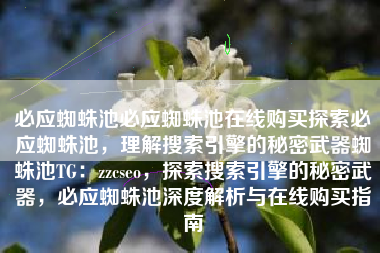 必应蜘蛛池必应蜘蛛池在线购买探索必应蜘蛛池，理解搜索引擎的秘密武器蜘蛛池TG：zzcseo，探索搜索引擎的秘密武器，必应蜘蛛池深度解析与在线购买指南