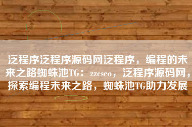 泛程序泛程序源码网泛程序，编程的未来之路蜘蛛池TG：zzcseo，泛程序源码网，探索编程未来之路，蜘蛛池TG助力发展