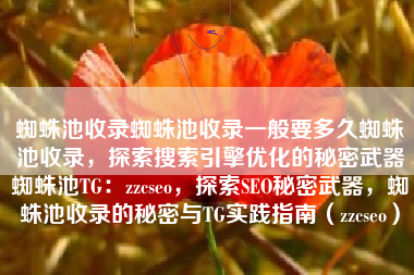 蜘蛛池收录蜘蛛池收录一般要多久蜘蛛池收录，探索搜索引擎优化的秘密武器蜘蛛池TG：zzcseo，探索SEO秘密武器，蜘蛛池收录的秘密与TG实践指南（zzcseo）
