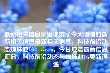 最新相关信息哪里地震了今天刚刚的最新相关信息最新相关信息，科技前沿动态蜘蛛池TG：zzcseo，今日地震最新信息汇总，科技前沿动态与蜘蛛池TG更新速递