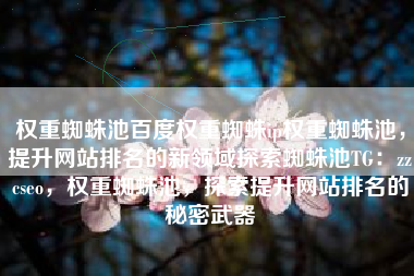权重蜘蛛池百度权重蜘蛛ip权重蜘蛛池，提升网站排名的新领域探索蜘蛛池TG：zzcseo，权重蜘蛛池，探索提升网站排名的秘密武器