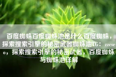 百度蜘蛛百度蜘蛛池是什么百度蜘蛛，探索搜索引擎的秘密武器蜘蛛池TG：zzcseo，探索搜索引擎的秘密武器，百度蜘蛛与蜘蛛池详解