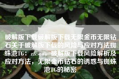 破解版下载破解版下载无限金币无限钻石关于破解版下载的风险与应对方法蜘蛛池TG：zzcseo，破解版下载风险解析及应对方法，无限金币钻石的诱惑与蜘蛛池TG的秘密