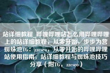 站详细教程_哔哩哔哩站怎么用哔哩哔哩上的站详细教程，从零开始，步步为营蜘蛛池TG：zzcseo，从零开始的哔哩哔哩站使用指南，站详细教程与蜘蛛池技巧分享（附TG，zzcseo）