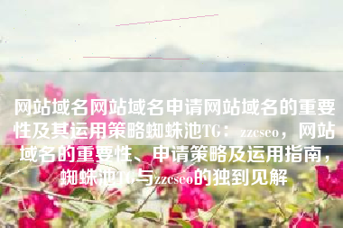 网站域名网站域名申请网站域名的重要性及其运用策略蜘蛛池TG：zzcseo，网站域名的重要性、申请策略及运用指南，蜘蛛池TG与zzcseo的独到见解
