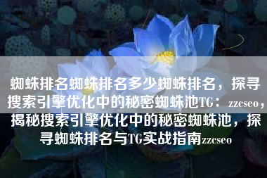 蜘蛛排名蜘蛛排名多少蜘蛛排名，探寻搜索引擎优化中的秘密蜘蛛池TG：zzcseo，揭秘搜索引擎优化中的秘密蜘蛛池，探寻蜘蛛排名与TG实战指南zzcseo