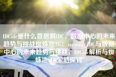 IDCidc是什么意思啊IDC，数据中心的未来趋势与挑战蜘蛛池TG：zzcseo，IDC与数据中心的未来趋势与挑战，IDCidc解析与蜘蛛池SEO策略探讨