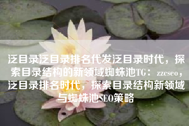 泛目录泛目录排名代发泛目录时代，探索目录结构的新领域蜘蛛池TG：zzcseo，泛目录排名时代，探索目录结构新领域与蜘蛛池SEO策略