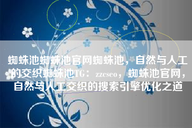 蜘蛛池蜘蛛池官网蜘蛛池，自然与人工的交织蜘蛛池TG：zzcseo，蜘蛛池官网，自然与人工交织的搜索引擎优化之道