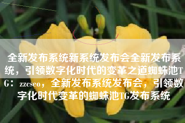 全新发布系统新系统发布会全新发布系统，引领数字化时代的变革之道蜘蛛池TG：zzcseo，全新发布系统发布会，引领数字化时代变革的蜘蛛池TG发布系统