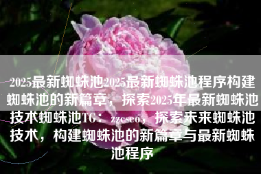 2025最新蜘蛛池2025最新蜘蛛池程序构建蜘蛛池的新篇章，探索2025年最新蜘蛛池技术蜘蛛池TG：zzcseo，探索未来蜘蛛池技术，构建蜘蛛池的新篇章与最新蜘蛛池程序