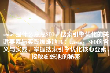 seoseo是什么意思SEO，搜索引擎优化的关键要素与实践蜘蛛池TG：zzcseo，SEO的含义与实践，掌握搜索引擎优化核心要素，揭秘蜘蛛池的秘密