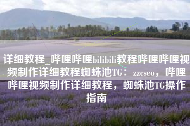 详细教程_哔哩哔哩bilibili教程哔哩哔哩视频制作详细教程蜘蛛池TG：zzcseo，哔哩哔哩视频制作详细教程，蜘蛛池TG操作指南