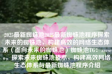 2025最新蜘蛛池2025最新蜘蛛池程序探索未来的蜘蛛池，构建高效的网络生态体系（面向未来的蜘蛛池）蜘蛛池TG：zzcseo，探索未来蜘蛛池技术，构建高效网络生态体系与最新蜘蛛池程序介绍