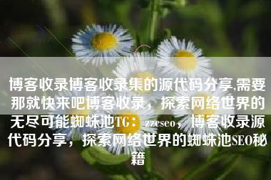 博客收录博客收录集的源代码分享,需要那就快来吧博客收录，探索网络世界的无尽可能蜘蛛池TG：zzcseo，博客收录源代码分享，探索网络世界的蜘蛛池SEO秘籍