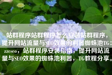 站群程序站群程序怎么安装站群程序，提升网站流量与SEO效果的利器蜘蛛池TG：zzcseo，站群程序安装指南，提升网站流量与SEO效果的蜘蛛池利器，TG教程分享。