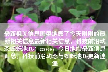 最新相关信息哪里地震了今天刚刚的最新相关信息最新相关信息，科技前沿动态蜘蛛池TG：zzcseo，今日地震最新信息汇总，科技前沿动态与蜘蛛池TG更新速递