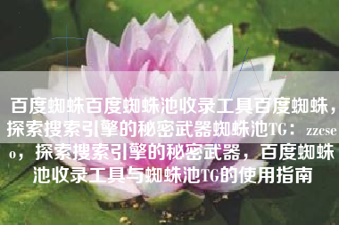 百度蜘蛛百度蜘蛛池收录工具百度蜘蛛，探索搜索引擎的秘密武器蜘蛛池TG：zzcseo，探索搜索引擎的秘密武器，百度蜘蛛池收录工具与蜘蛛池TG的使用指南