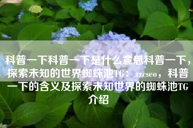 科普一下科普一下是什么意思科普一下，探索未知的世界蜘蛛池TG：zzcseo，科普一下的含义及探索未知世界的蜘蛛池TG介绍