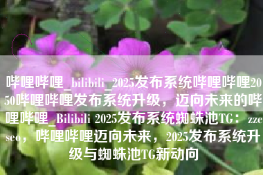 哔哩哔哩_bilibili_2025发布系统哔哩哔哩2050哔哩哔哩发布系统升级，迈向未来的哔哩哔哩_Bilibili 2025发布系统蜘蛛池TG：zzcseo，哔哩哔哩迈向未来，2025发布系统升级与蜘蛛池TG新动向