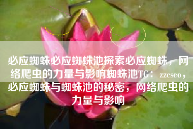 必应蜘蛛必应蜘蛛池探索必应蜘蛛，网络爬虫的力量与影响蜘蛛池TG：zzcseo，必应蜘蛛与蜘蛛池的秘密，网络爬虫的力量与影响