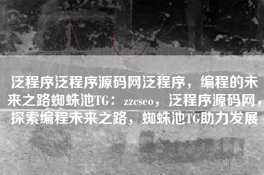 泛程序泛程序源码网泛程序，编程的未来之路蜘蛛池TG：zzcseo，泛程序源码网，探索编程未来之路，蜘蛛池TG助力发展