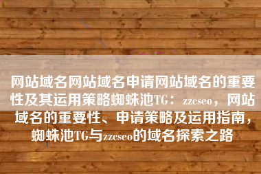 网站域名网站域名申请网站域名的重要性及其运用策略蜘蛛池TG：zzcseo，网站域名的重要性、申请策略及运用指南，蜘蛛池TG与zzcseo的域名探索之路