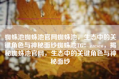 蜘蛛池蜘蛛池官网蜘蛛池，生态中的关键角色与神秘面纱蜘蛛池TG：zzcseo，揭秘蜘蛛池官网，生态中的关键角色与神秘面纱