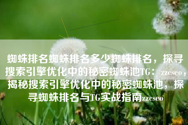 蜘蛛排名蜘蛛排名多少蜘蛛排名，探寻搜索引擎优化中的秘密蜘蛛池TG：zzcseo，揭秘搜索引擎优化中的秘密蜘蛛池，探寻蜘蛛排名与TG实战指南zzcseo