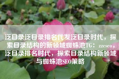 泛目录泛目录排名代发泛目录时代，探索目录结构的新领域蜘蛛池TG：zzcseo，泛目录排名时代，探索目录结构新领域与蜘蛛池SEO策略