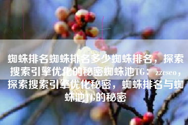 蜘蛛排名蜘蛛排名多少蜘蛛排名，探索搜索引擎优化的秘密蜘蛛池TG：zzcseo，探索搜索引擎优化秘密，蜘蛛排名与蜘蛛池TG的秘密