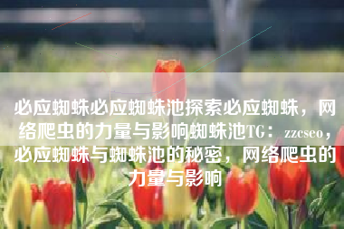 必应蜘蛛必应蜘蛛池探索必应蜘蛛，网络爬虫的力量与影响蜘蛛池TG：zzcseo，必应蜘蛛与蜘蛛池的秘密，网络爬虫的力量与影响