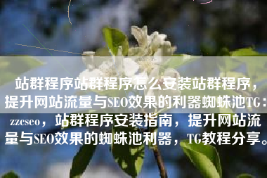站群程序站群程序怎么安装站群程序，提升网站流量与SEO效果的利器蜘蛛池TG：zzcseo，站群程序安装指南，提升网站流量与SEO效果的蜘蛛池利器，TG教程分享。