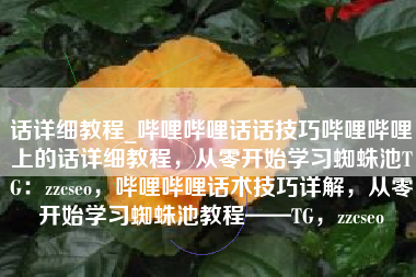 话详细教程_哔哩哔哩话话技巧哔哩哔哩上的话详细教程，从零开始学习蜘蛛池TG：zzcseo，哔哩哔哩话术技巧详解，从零开始学习蜘蛛池教程——TG，zzcseo