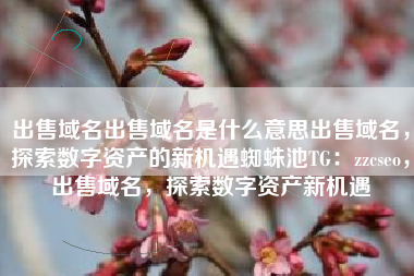 出售域名出售域名是什么意思出售域名，探索数字资产的新机遇蜘蛛池TG：zzcseo，出售域名，探索数字资产新机遇
