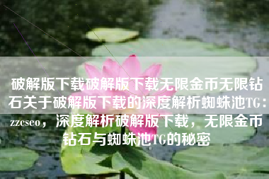 破解版下载破解版下载无限金币无限钻石关于破解版下载的深度解析蜘蛛池TG：zzcseo，深度解析破解版下载，无限金币钻石与蜘蛛池TG的秘密