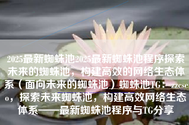 2025最新蜘蛛池2025最新蜘蛛池程序探索未来的蜘蛛池，构建高效的网络生态体系（面向未来的蜘蛛池）蜘蛛池TG：zzcseo，探索未来蜘蛛池，构建高效网络生态体系——最新蜘蛛池程序与TG分享