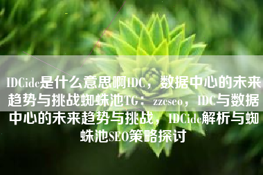 IDCidc是什么意思啊IDC，数据中心的未来趋势与挑战蜘蛛池TG：zzcseo，IDC与数据中心的未来趋势与挑战，IDCidc解析与蜘蛛池SEO策略探讨