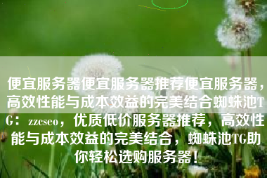 便宜服务器便宜服务器推荐便宜服务器，高效性能与成本效益的完美结合蜘蛛池TG：zzcseo，优质低价服务器推荐，高效性能与成本效益的完美结合，蜘蛛池TG助你轻松选购服务器！