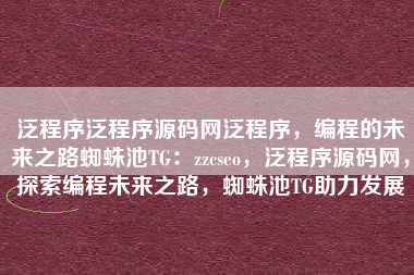 泛程序泛程序源码网泛程序，编程的未来之路蜘蛛池TG：zzcseo，泛程序源码网，探索编程未来之路，蜘蛛池TG助力发展