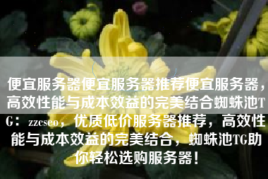 便宜服务器便宜服务器推荐便宜服务器，高效性能与成本效益的完美结合蜘蛛池TG：zzcseo，优质低价服务器推荐，高效性能与成本效益的完美结合，蜘蛛池TG助你轻松选购服务器！