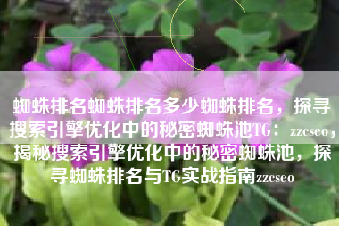 蜘蛛排名蜘蛛排名多少蜘蛛排名，探寻搜索引擎优化中的秘密蜘蛛池TG：zzcseo，揭秘搜索引擎优化中的秘密蜘蛛池，探寻蜘蛛排名与TG实战指南zzcseo