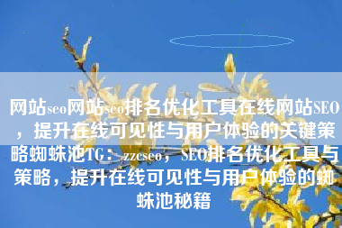 网站seo网站seo排名优化工具在线网站SEO，提升在线可见性与用户体验的关键策略蜘蛛池TG：zzcseo，SEO排名优化工具与策略，提升在线可见性与用户体验的蜘蛛池秘籍