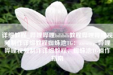 详细教程_哔哩哔哩bilibili教程哔哩哔哩视频制作详细教程蜘蛛池TG：zzcseo，哔哩哔哩视频制作详细教程，蜘蛛池TG操作指南