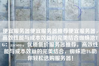 便宜服务器便宜服务器推荐便宜服务器，高效性能与成本效益的完美结合蜘蛛池TG：zzcseo，优质低价服务器推荐，高效性能与成本效益的完美结合，蜘蛛池TG助你轻松选购服务器！