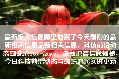 最新相关信息哪里地震了今天刚刚的最新相关信息最新相关信息，科技前沿动态蜘蛛池TG：zzcseo，最新地震信息揭秘，今日科技前沿动态与蜘蛛池TG实时更新