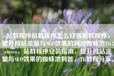 站群程序站群程序怎么安装站群程序，提升网站流量与SEO效果的利器蜘蛛池TG：zzcseo，站群程序安装指南，提升网站流量与SEO效果的蜘蛛池利器，TG教程分享。